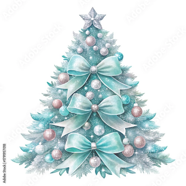 Obraz Christmas tree made entirely of colorful bows  clipart white background 