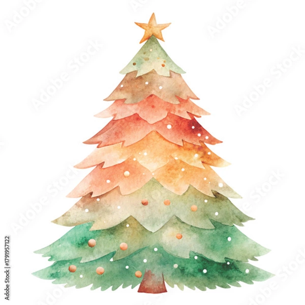 Fototapeta Christmas tree made entirely of colorful bows  clipart white background 