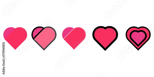 Fototapeta Pink Heart Icon Set Love Like Favorite and Rating Progress Animation Elements