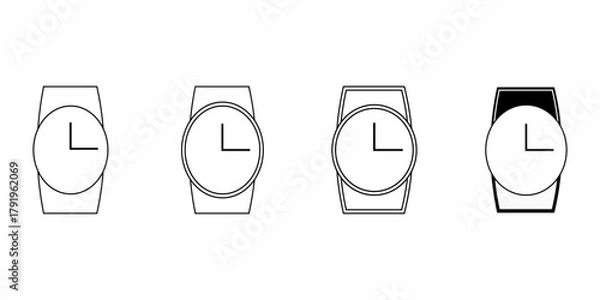 Fototapeta Wristwatch Icons Set Minimalist Line Art and Solid Styles for Time Management Apps