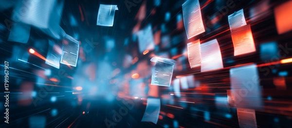 Fototapeta abstract digital futuristic concept background, digital document management system