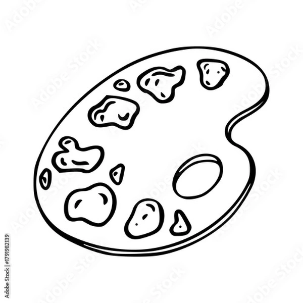 Fototapeta artist's palette with paint blobs outline icon
