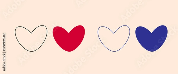 Fototapeta heart color and outline of a heart, on a pink background, 