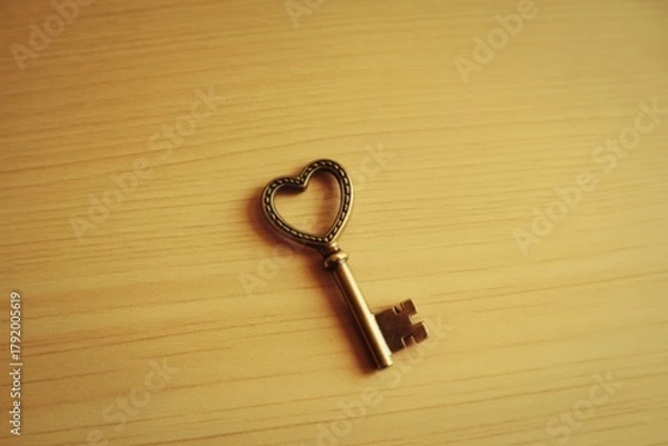 Fototapeta an antique brass padlock key