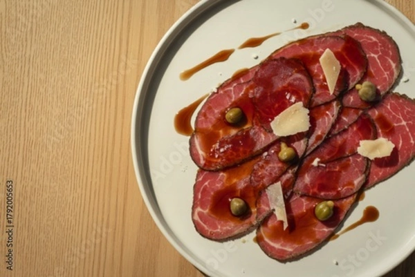 Fototapeta thinly sliced beef carpaccio
