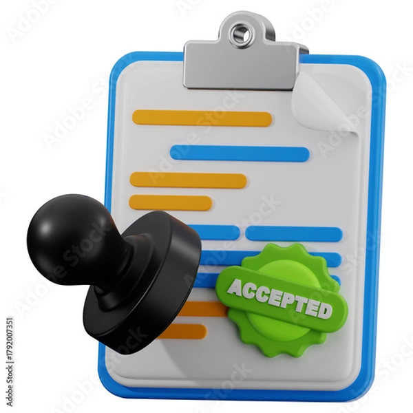 Obraz 3D business agreement icon. 3D icon render of business agreement with transparent background.