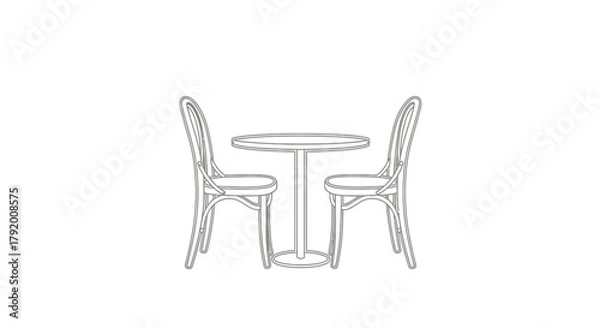 Fototapeta Minimalist dining set sketch featuring two chairs and round table perfect illustration