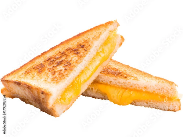 Fototapeta Cheese toasted sandwich isolated on transparent background, perfect for breakfast and snack design visuals..