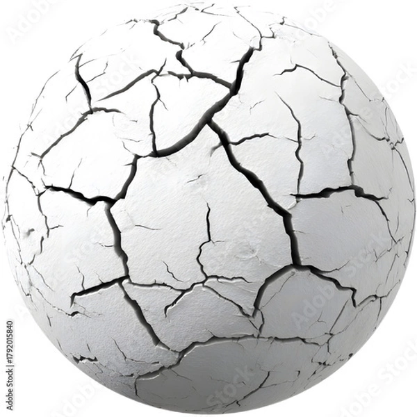 Fototapeta Cracked dry earth texture sphere isolated on transparent background, perfect for climate and environmental visuals..