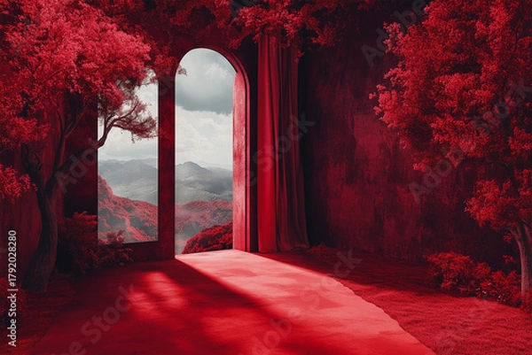 Obraz Red arch and red room