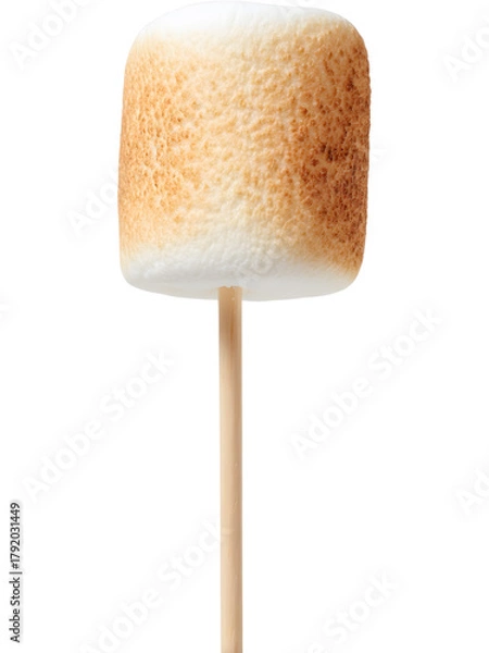 Fototapeta Toasted marshmallow on stick isolated on transparent background, perfect for dessert and campfire visuals..