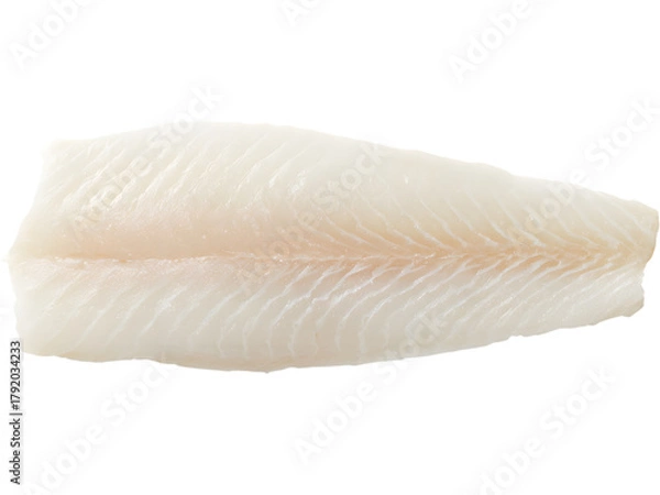 Fototapeta Top view of haddock fillet isolated on transparent background, perfect for seafood and healthy food visuals..