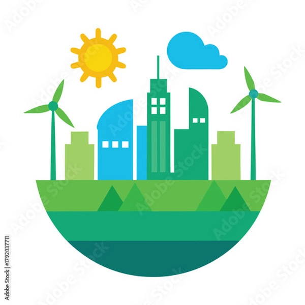 Obraz green energy concept with wind turbines