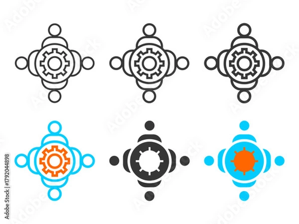 Obraz teamwork icon set multiple style collection	
