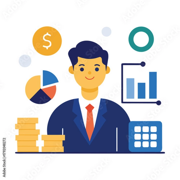 Obraz set of funny cartoon business man