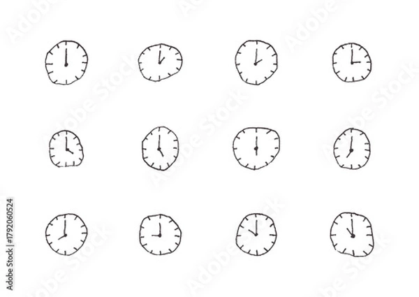 Obraz シンプルな時計の手描きイラスト