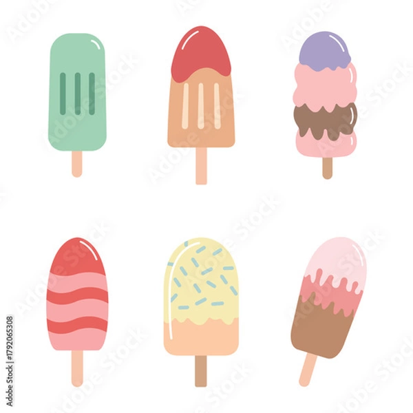 Fototapeta Colorful Popsicle Vector Collection