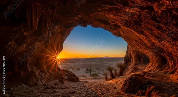 Fototapeta Desert sunrise in a cave background 74062857 1