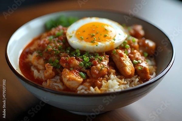 Fototapeta A Balanced & Delicious Chicken Rice Bowl