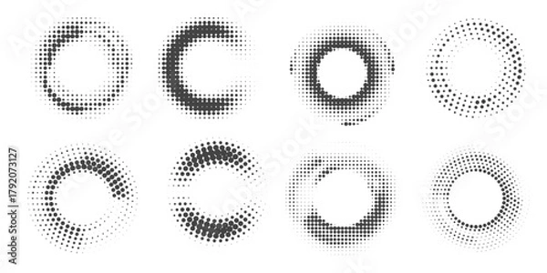 Fototapeta dotted circle pattern abstract halftone round vector frame