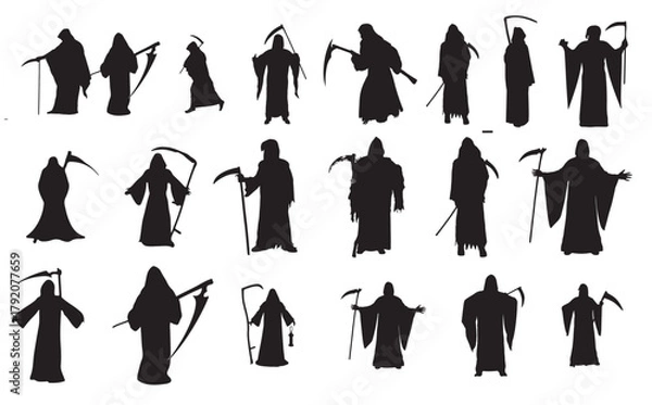 Fototapeta grim reaper silhouette vector set