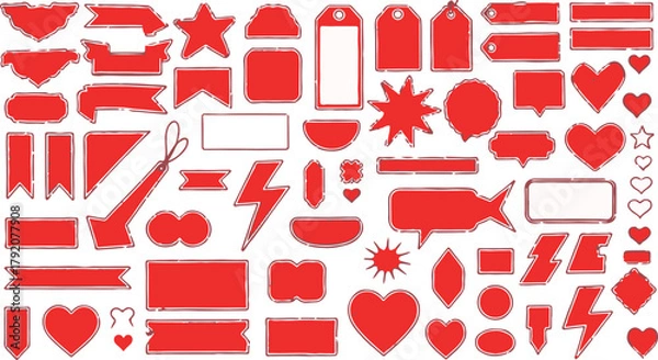 Obraz Red Grunge Banners, Labels and Tags Vector Pack | Distressed Style Graphics for Sale, Promotion, Marketing and Web Design