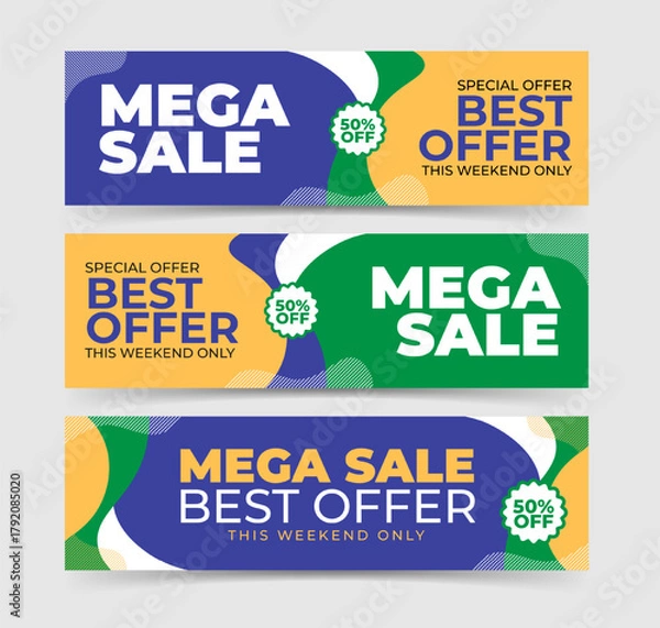 Obraz Flat design sale horizontal banners set