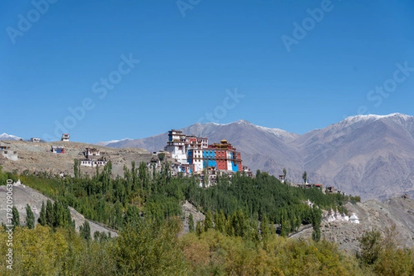 Fototapeta Matho, India - September 23, 2025: Exterior of Matho Monastery in Ladakh region
