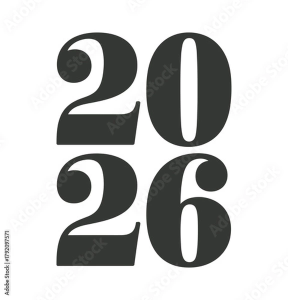 Fototapeta The year 2026 is presented in bold, modern numerals against a clean white background.