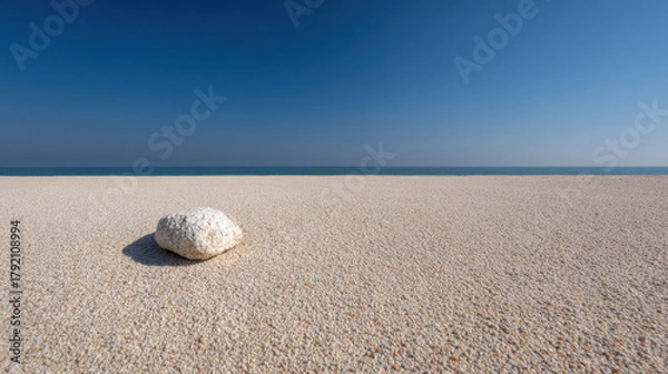 Obraz smooth white stone rests gently on fine sands of serene beach surrounded by nature beauty