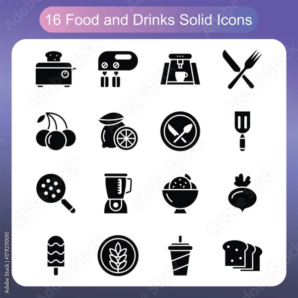 Obraz Gourmet Cooking And Culinary Art Elements – Solid Icons Set 10