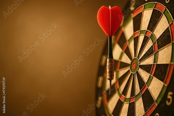 Obraz A black and green dart is in the center of a white and green target