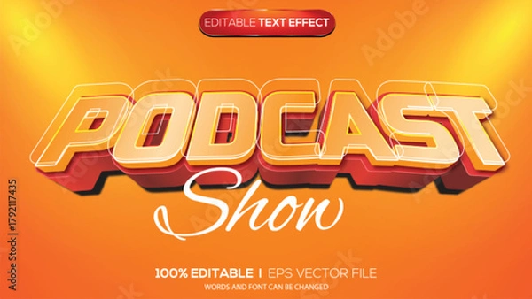 Obraz 3d text effect podcast show theme