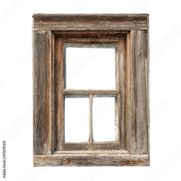 Obraz Rustic weathered window frame, three panes, isolated