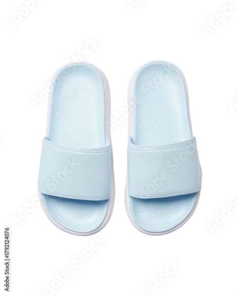 Fototapeta Light blue slides, top-down view, rounded style