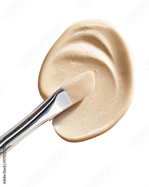 Fototapeta Beige cream stroke with brush on black