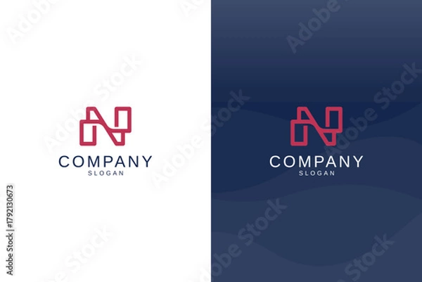 Fototapeta Letter N logo design for various types of businesses and company. colorful, modern, geometric letter N logo