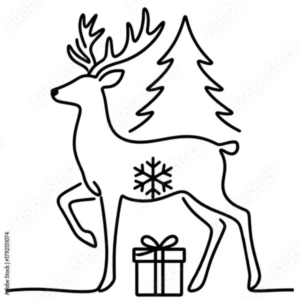 Obraz christmas reindeer with gift boxes