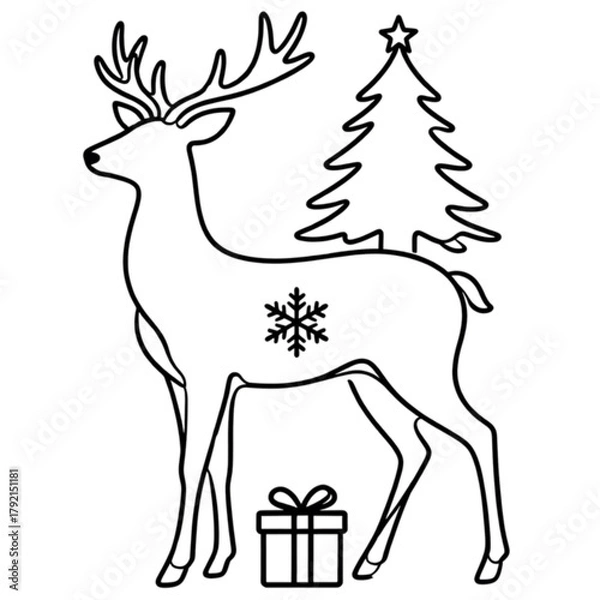 Obraz christmas reindeer with gift boxes