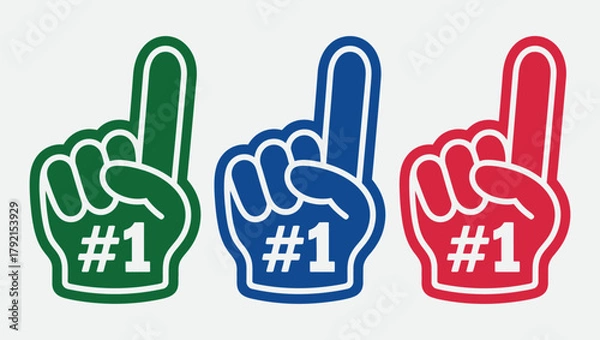 Obraz Number one fan foam finger vector illustration, perfect accessory for cheering, sports events, stadium fun, team support, game day, and enthusiastic fan celebration graphics