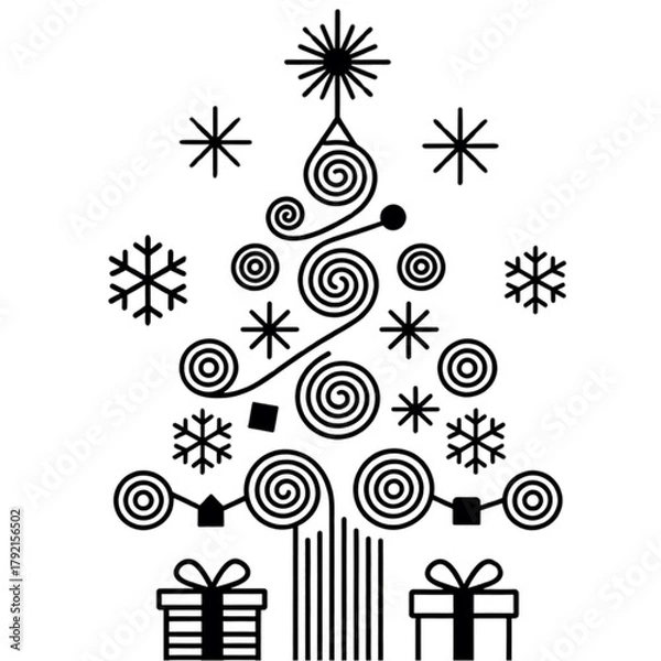 Obraz set of christmas tree and christmas accessories vector icons
