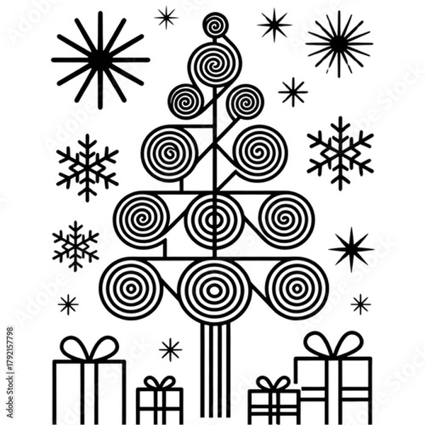 Obraz set of christmas tree and christmas accessories vector icons