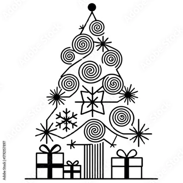 Obraz set of christmas tree and christmas accessories vector icons