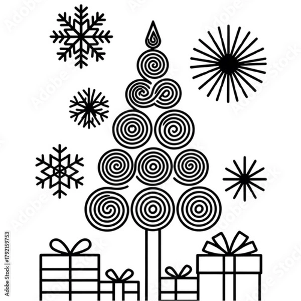 Obraz set of christmas tree and christmas accessories vector icons