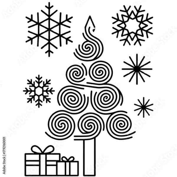 Obraz set of christmas tree and christmas accessories vector icons