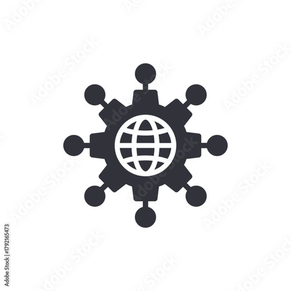 Obraz Global Connection System Network Hub Flat Icon Symbol