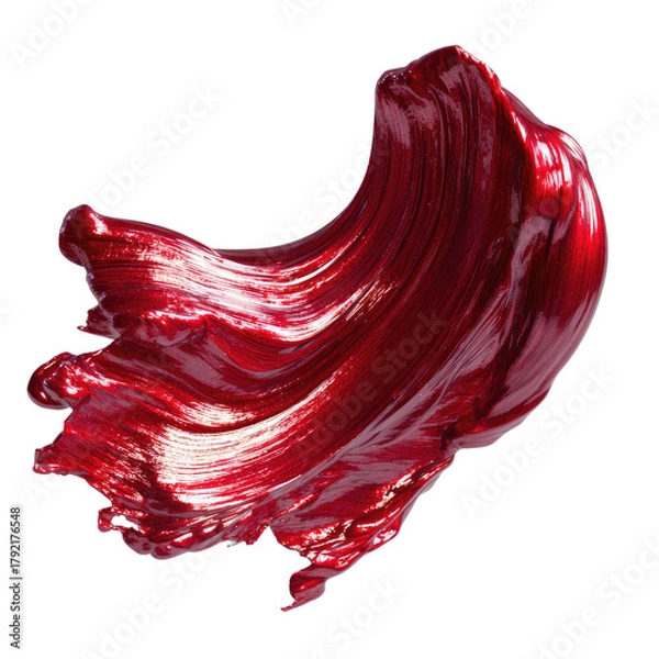 Obraz Red paint smear isolated. Thick, vibrant, glossy