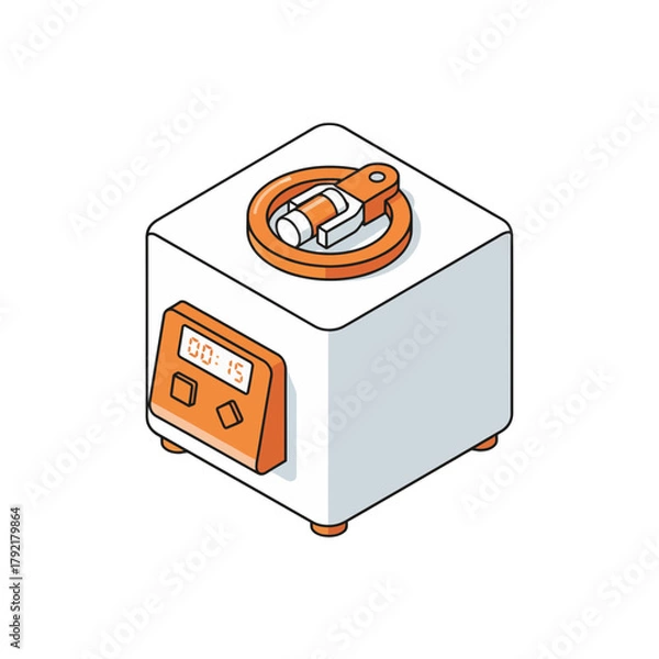 Fototapeta Isometric 3D cube icon representing a laboratory vortex mixer, perfect for scientific or medical illustrations and tech concepts