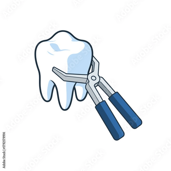 Fototapeta An Isometric Illustration Icon of a Tooth Being Extracted by Dental Forceps
