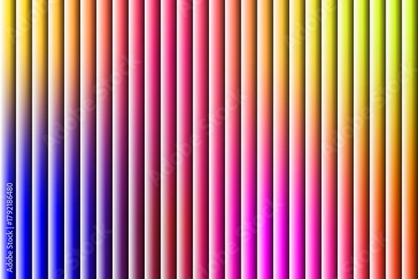 Fototapeta Vibrant vertical stripes of color transitioning from cool blues and purples to warm reds and greens in a textured abstract pattern